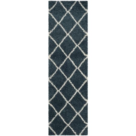 Flowers First 2 ft. 3 in. x 8 ft. Hudson Shag Power Loomed Runner Rug, Slate Blue & Ivory FL1881772